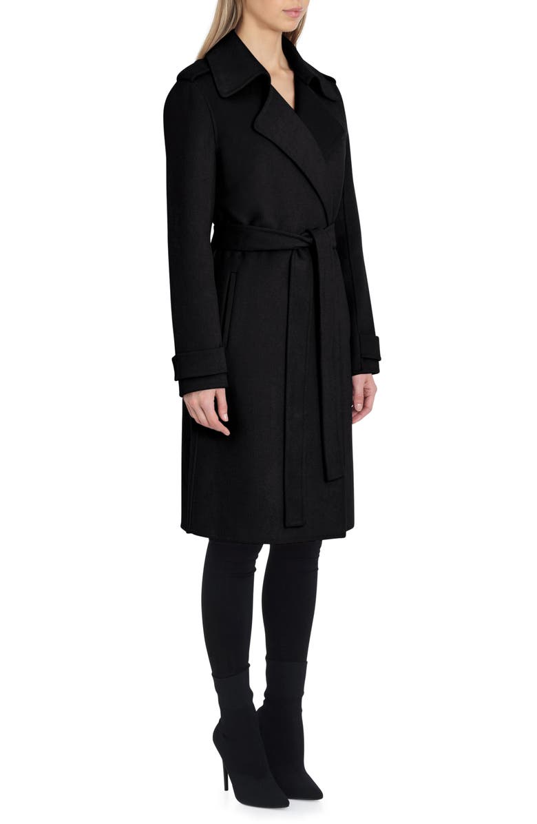 Badgley Mischka Collection Badgley Mischka Double Face Wool Blend Wrap Front Coat, Alternate, color, 