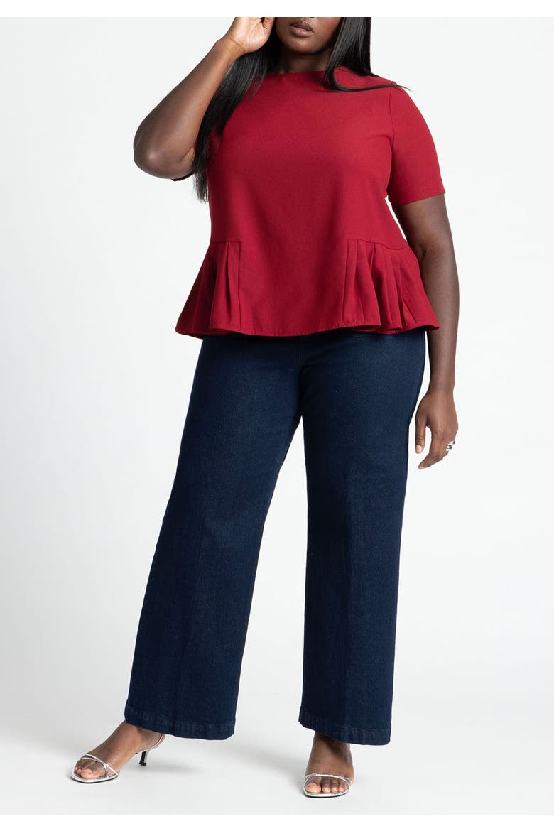 Pleated Hem Top, Alternate, color, BLUEBERRY