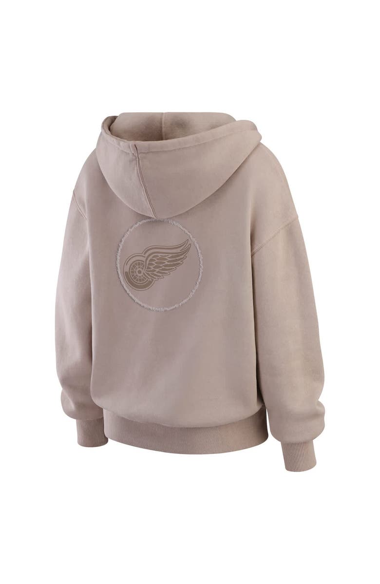 WEAR by Erin Andrews Women's WEAR by Erin Andrews Tan Detroit Red Wings Washed Pullover Crewdie, Alternate, color, Tan