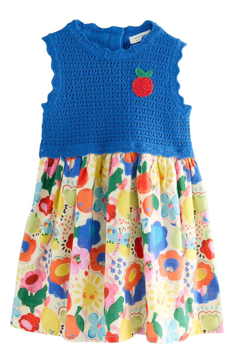NEXT Kids' Mixed Media Crochet Stitch Dress, Main, color, 