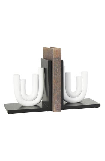 Uma Contemporary Set Of 2 Bookends In White