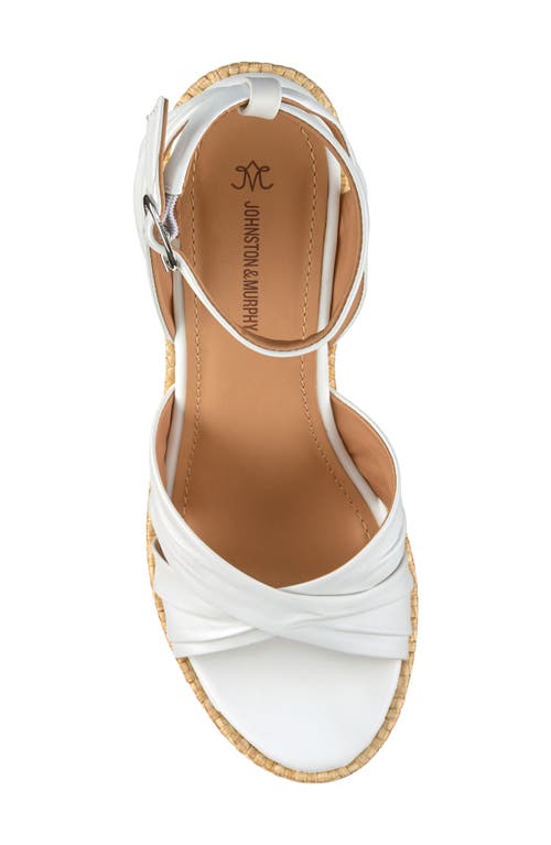 Johnston & Murphy Marcia Platform Wedge Sandal (women) In White Glove Leather