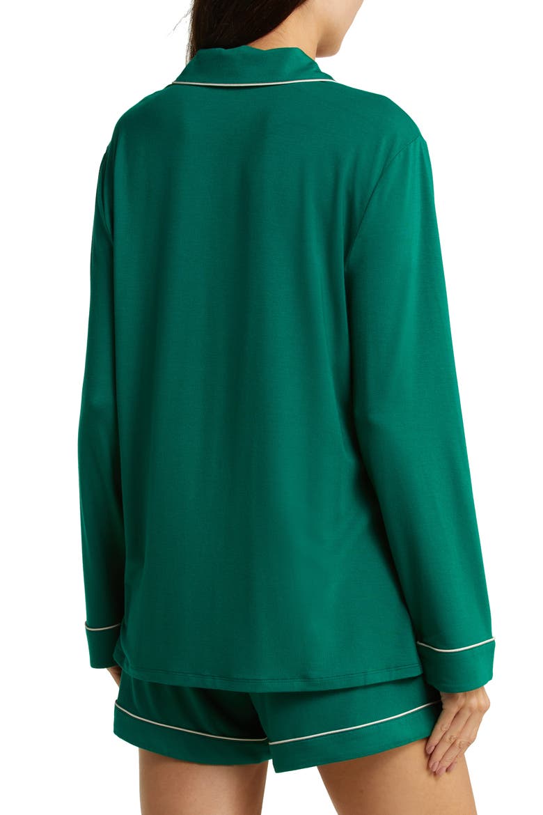Moonlight Eco Long Sleeve Short Pajamas, Alternate, color, GREEN EVERGREEN