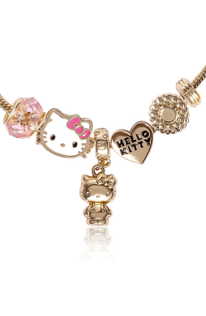 Hello Kitty 7'' Fashion Charm Bead Bracelet, Alternate, color, Gold