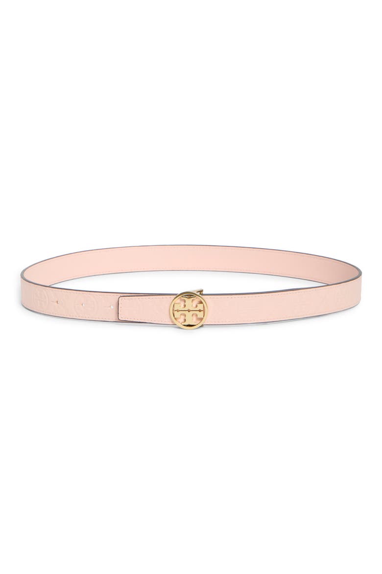 Miller Debossed T Monogram Leather Belt, Main, color, BLUSH / GOLD