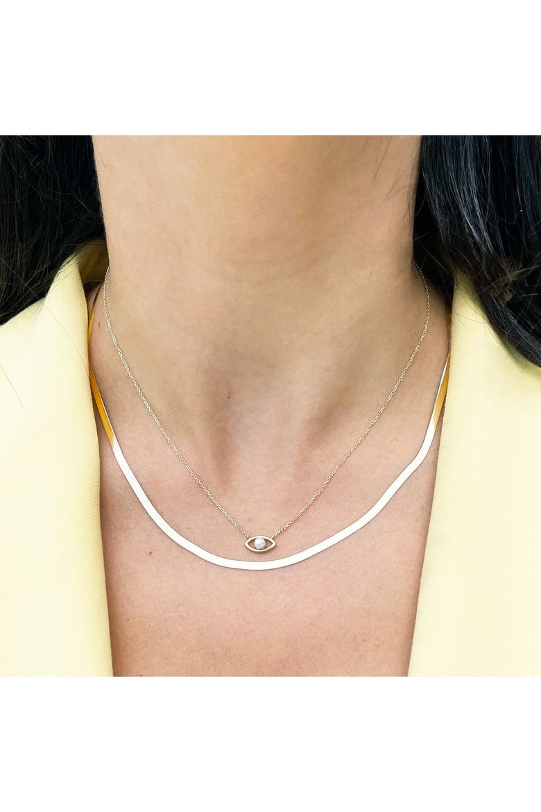 Mini Herringbone Necklace, Alternate, color, Yellow Gold