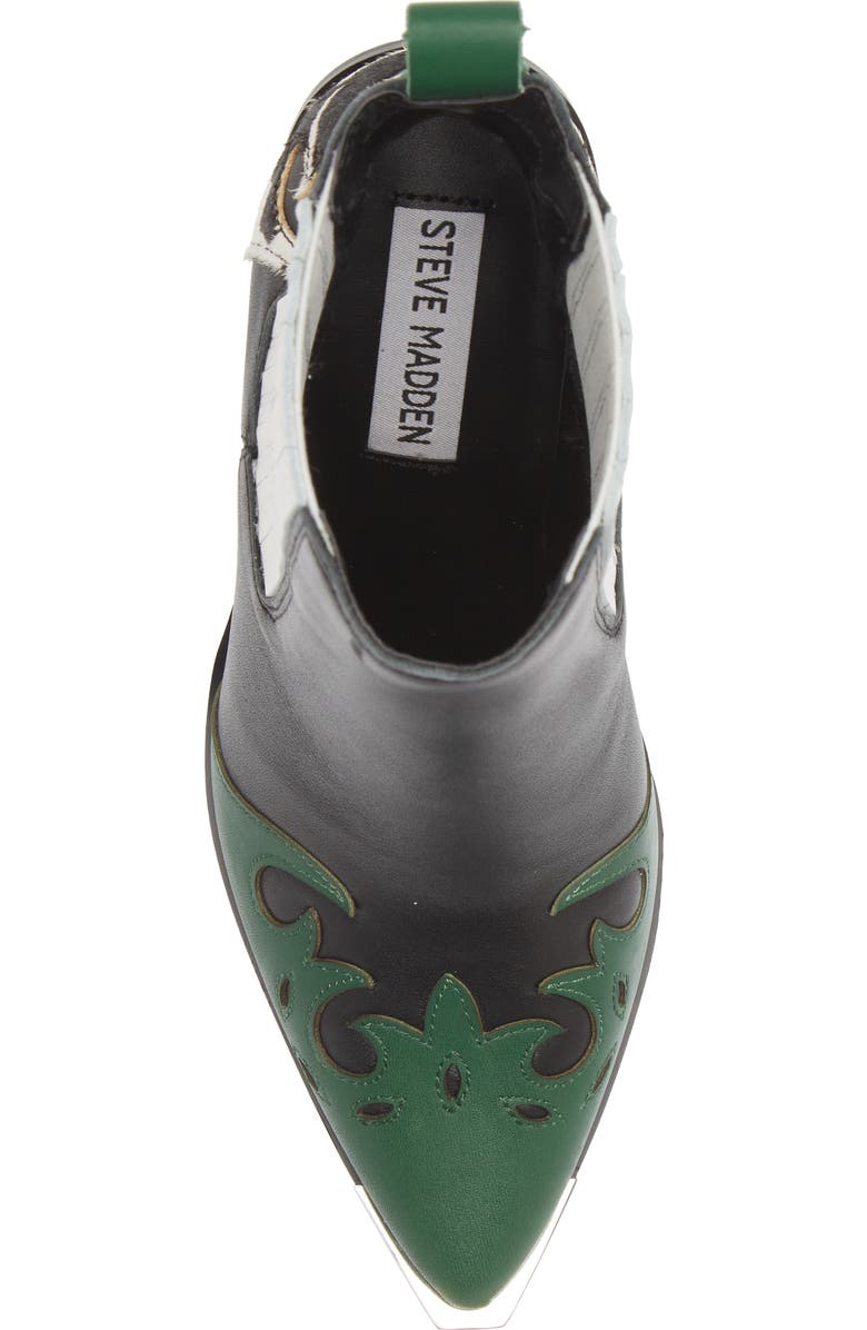 Steve Madden Trim Pointed Toe Western Bootie, Alternate, color,