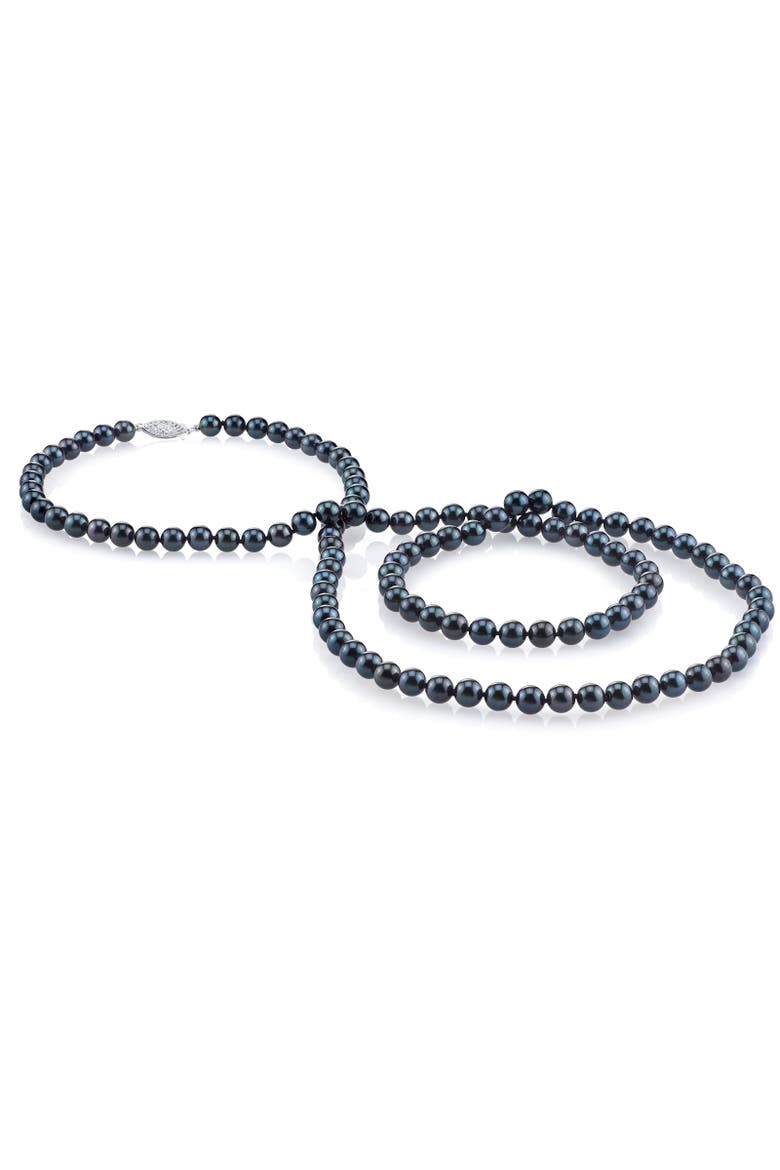 Opera Length Japanese Akoya Black Pearl Necklace, Main, color, Black Pearls