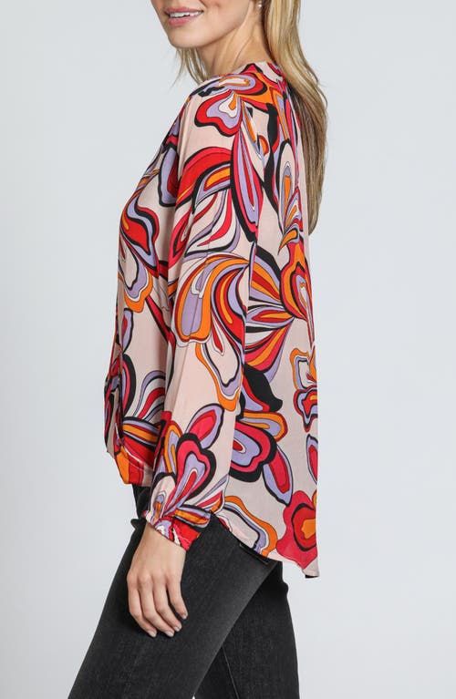 Apny Print Surplice Neck Top In Purple Multi