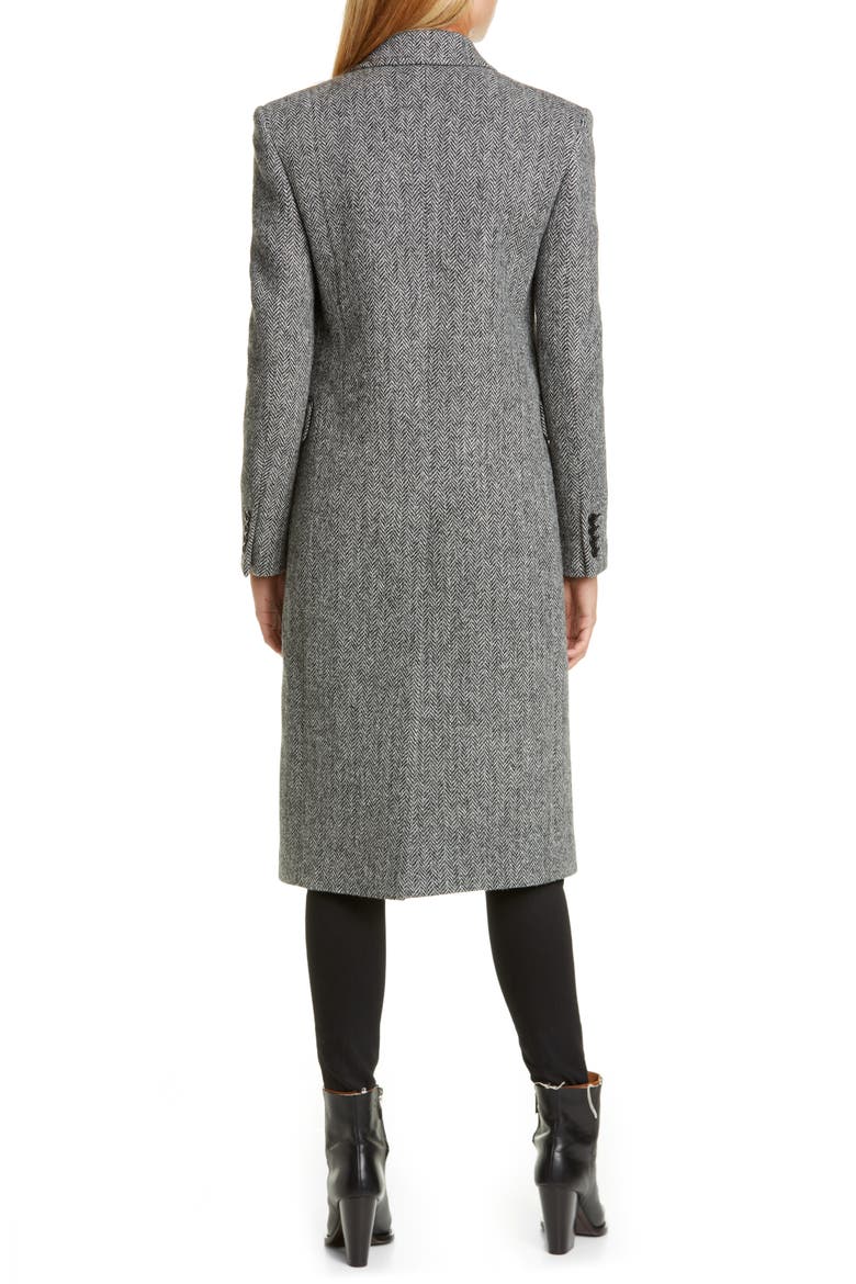 Notch Collar Wool Coat, Alternate, color, NOIR BLANC