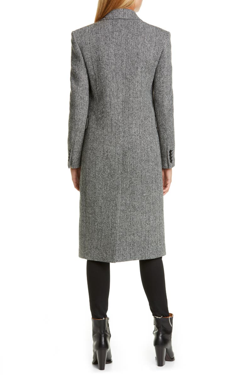 Saint Laurent Notch Collar Wool Coat, Alternate, color,