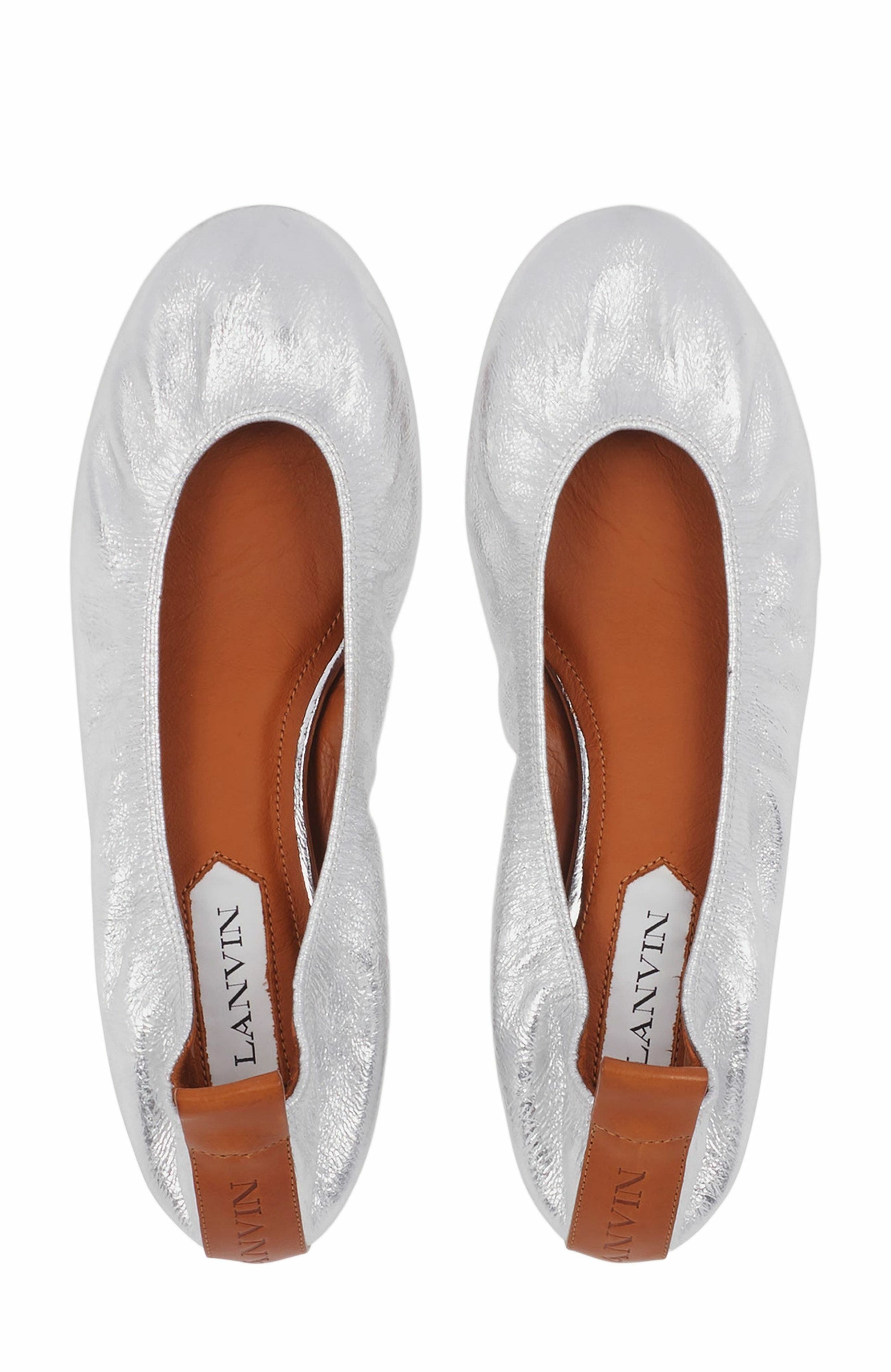 Lanvin The Ballerina Flat In Metallic Leather, Alternate, color, 
