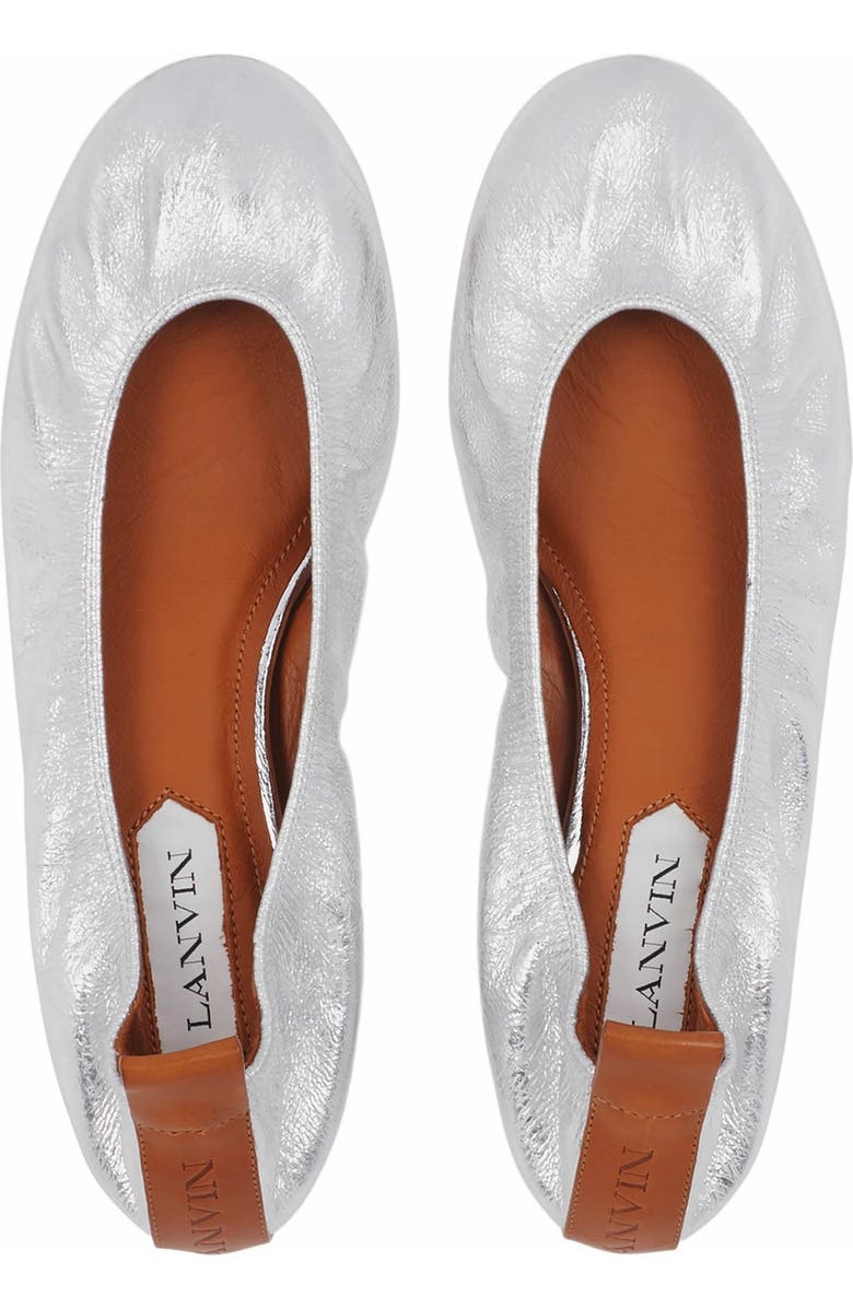 Lanvin The Ballerina Flat In Metallic Leather, Alternate, color,