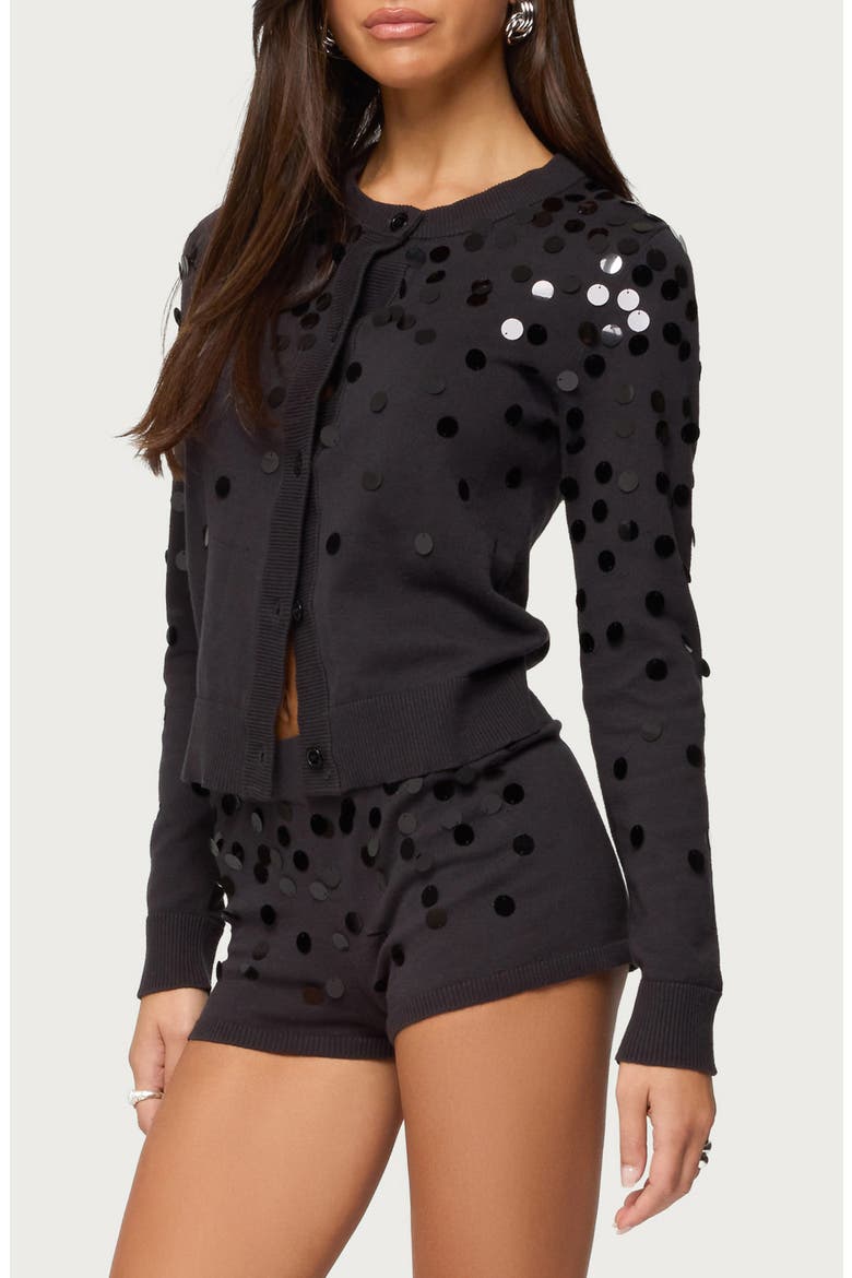 Cierra Paillette Cardigan, Alternate, color, DARK-GRAY
