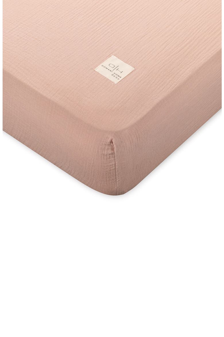 Bebe Cotton Gauze Crib Sheet, Main, color, PINK
