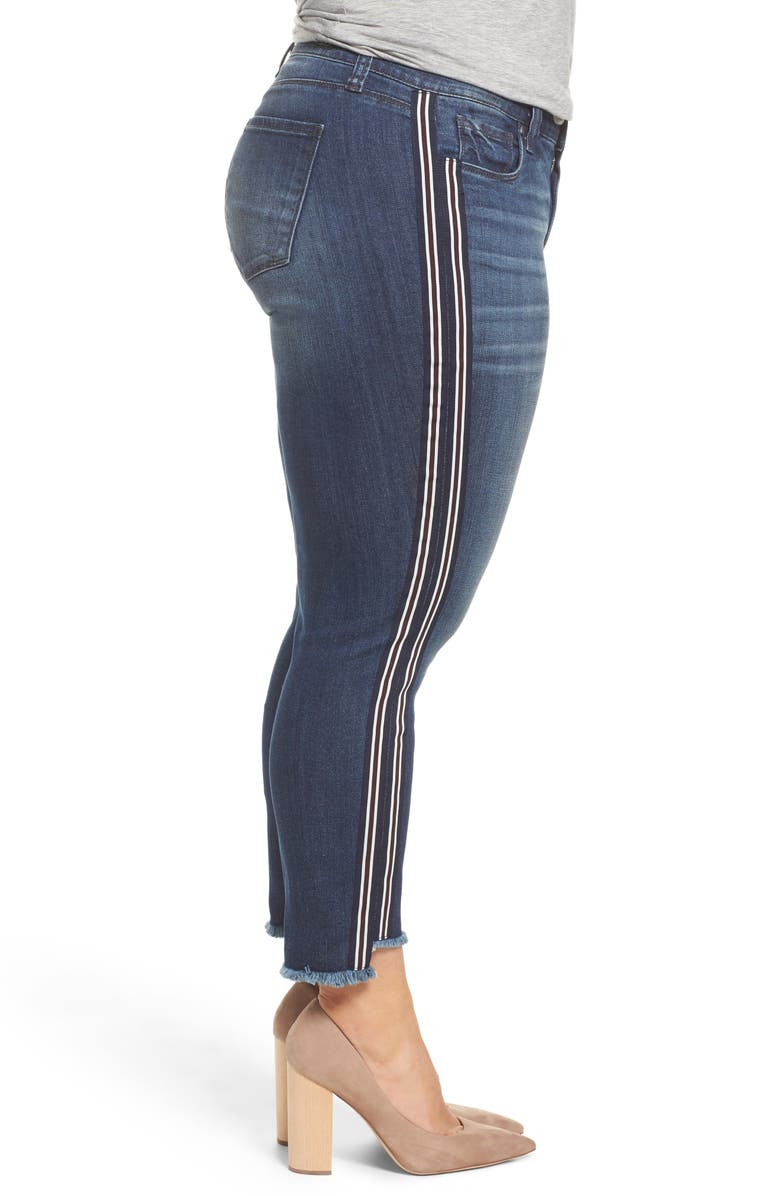 KUT from the Kloth Reese Side Stripe Uneven Ankle Jeans, Alternate, color, 