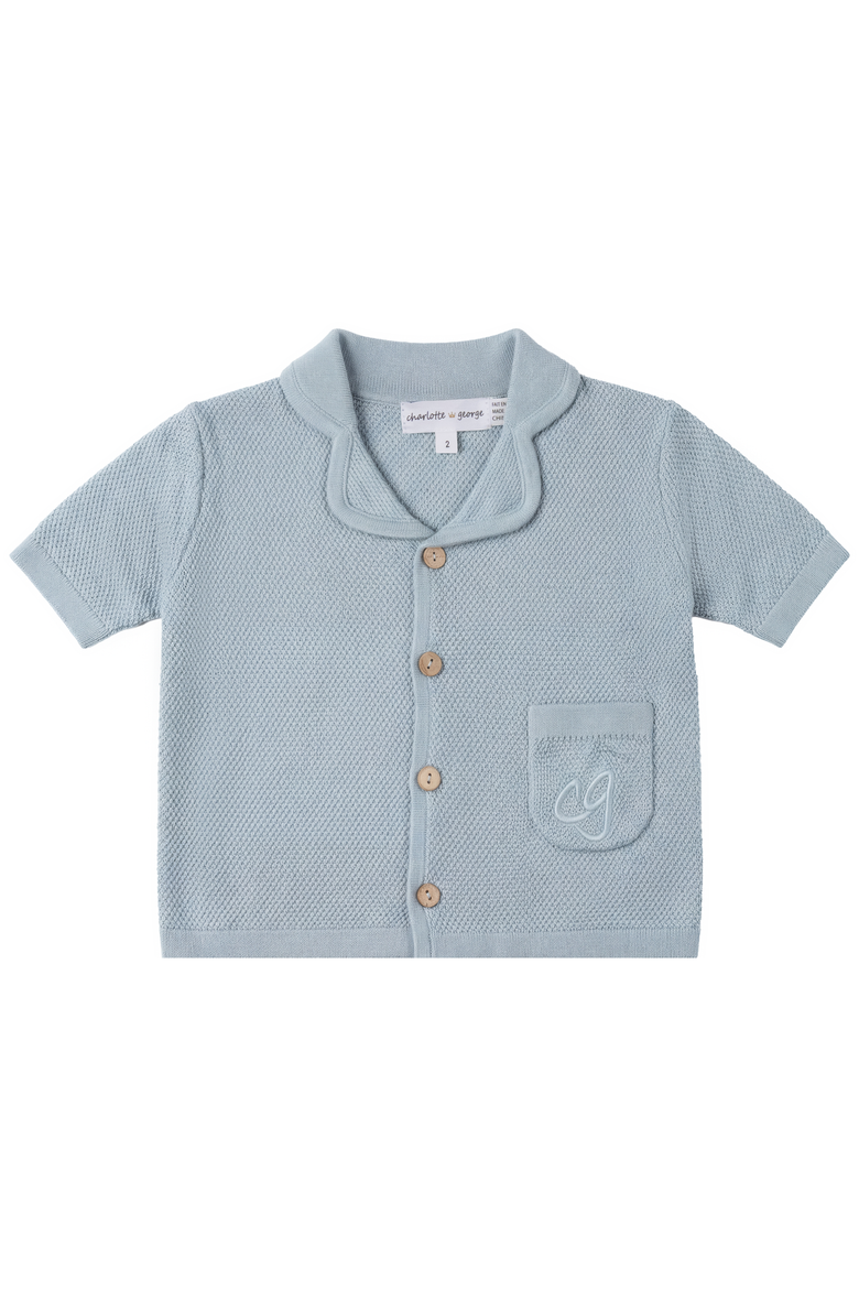 Short Sleeve Knit Shirt Jacket, Main, color, Dusty Blue