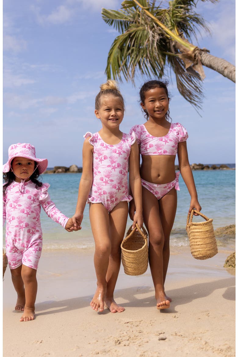 Pink Lagoon Ruffle One-Piece Swimsuit, Alternate, color, PINK