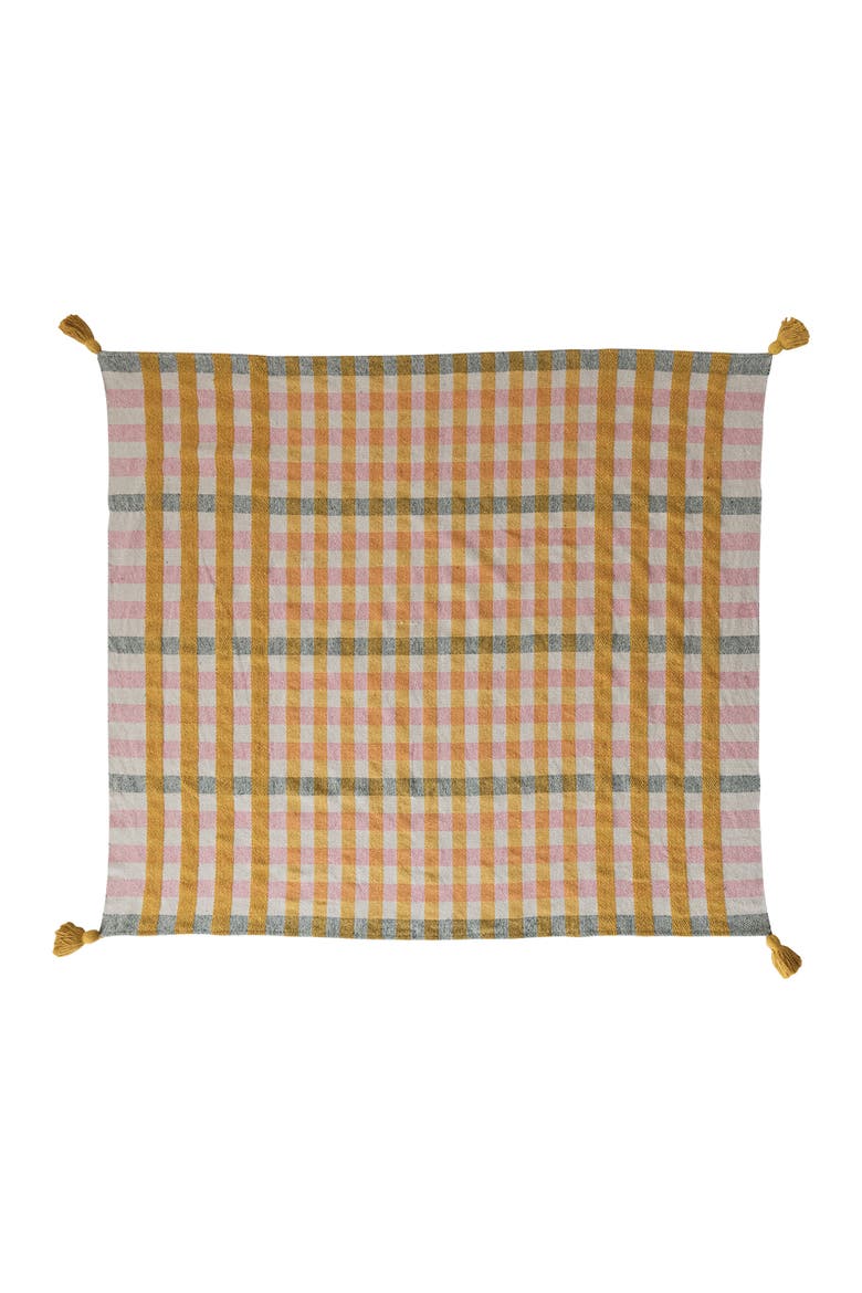 Jacquard Throw with Tassels, Main, color, Orange
