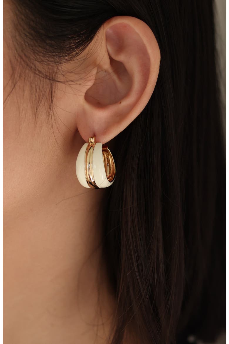 Ostuni Hoop Earrings, Alternate, color, White & Gold