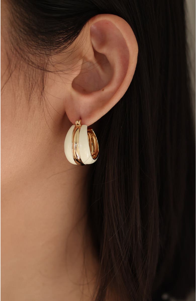 RC RETRO CHIC Ostuni Hoop Earrings, Alternate, color, White & Gold