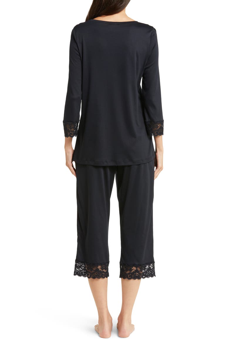 Moments Lace Trim Crop Pajamas, Alternate, color, 019 - BLACK