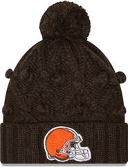 New Era Women's New Era Brown Cleveland Browns Toasty Cuffed Knit Hat with Pom