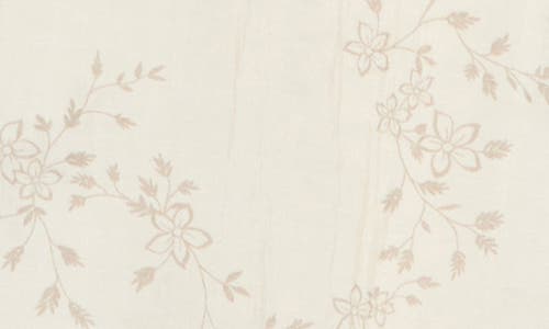 Pleione Floral Short Sleeve Button-up Shirt In Ivory Light Stencil Floral