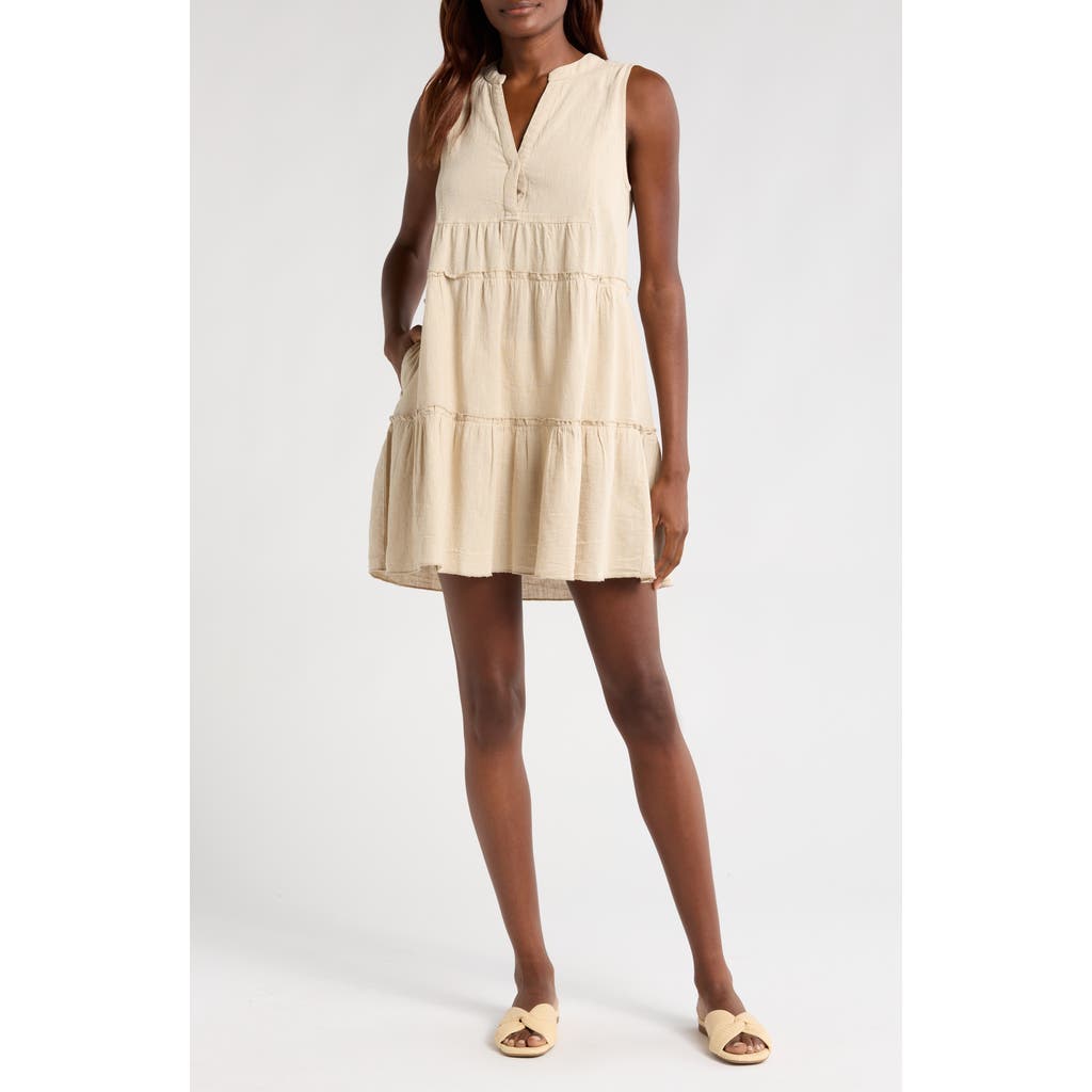 Shop Elan Tiered Cotton Blend Cover-up Dress In Sand