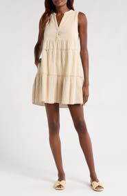 Elan Tiered Cotton Blend Cover-Up Dress