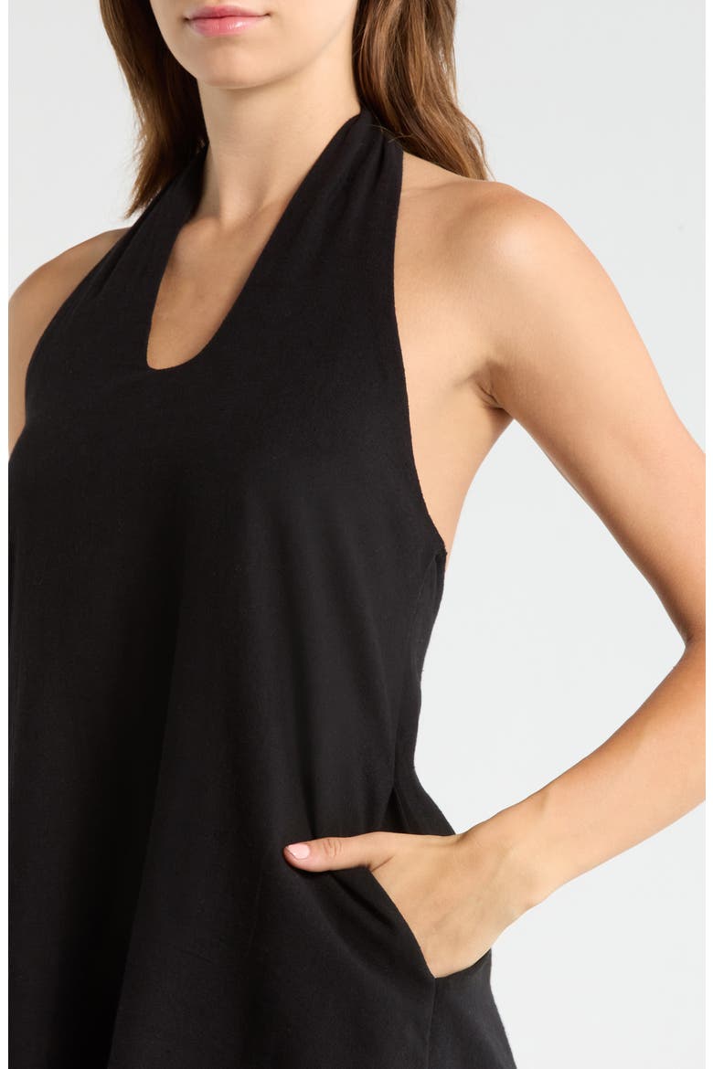 Halter Open Back Cover-Up Dress, Alternate, color, BLACK