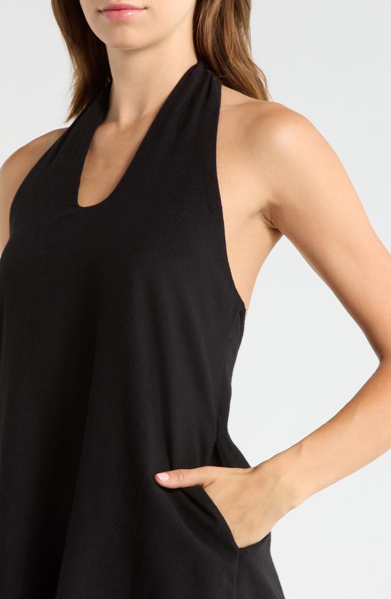 Elan Halter Open Back Cover-Up Dress, Alternate, color, Black