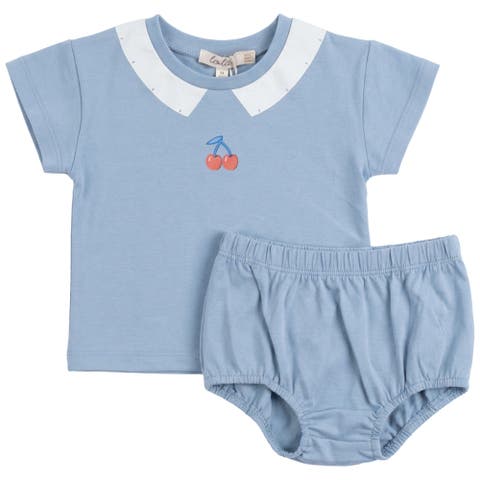 Cherry Print Two Piece Short Sleeve Top and Matching Bloomers Set (Toddler)