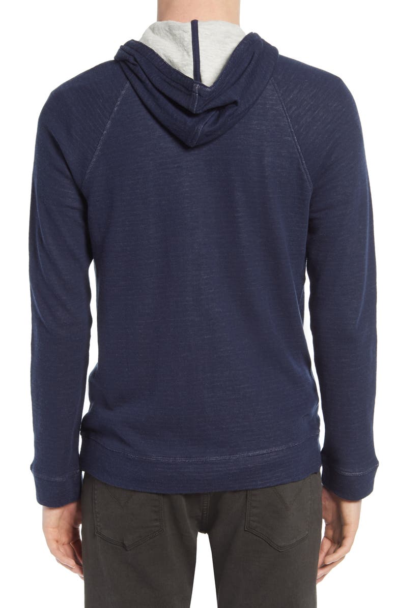 John Varvatos Cotton Blend Hoodie, Alternate, color, Pacific Blue