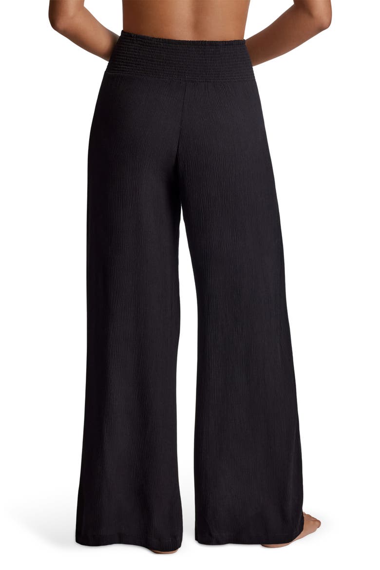 Smocked Waist Cover-Up Pants, Alternate, color, BLACK