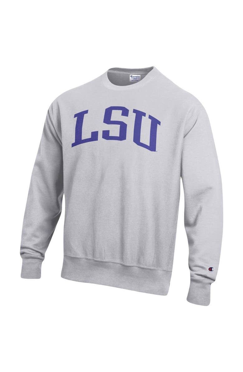 Champion Men's Champion Heathered Gray LSU Tigers Big & Tall Reverse Weave Fleece Crewneck Pullover Sweatshirt, Alternate, color, Heather Gray