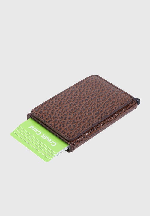 Furniq Uk Genuine Leather Venous Pattern Card Holder In Brown