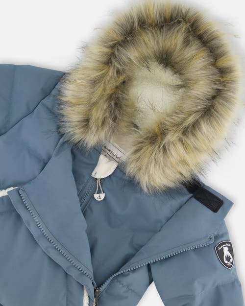 Deux Par Deux One-piece Snug Snowsuit Designed For Car Seat In Blue