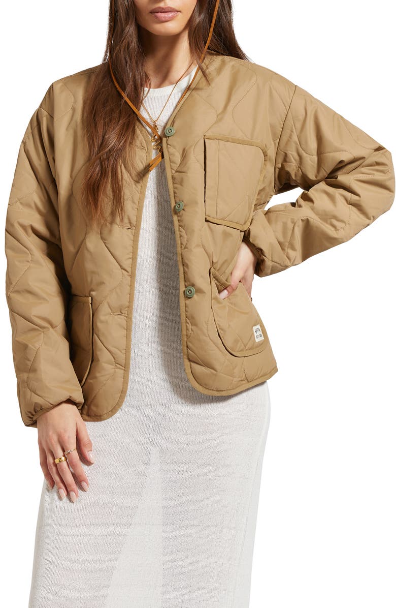 Brixton Delilah Water Repellent Quilted Jacket, Main, color, Khaki