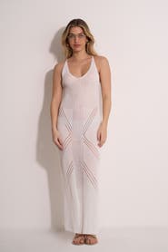 Gottex Beach Life Geometric Crochet Maxi Dress Cover-Up