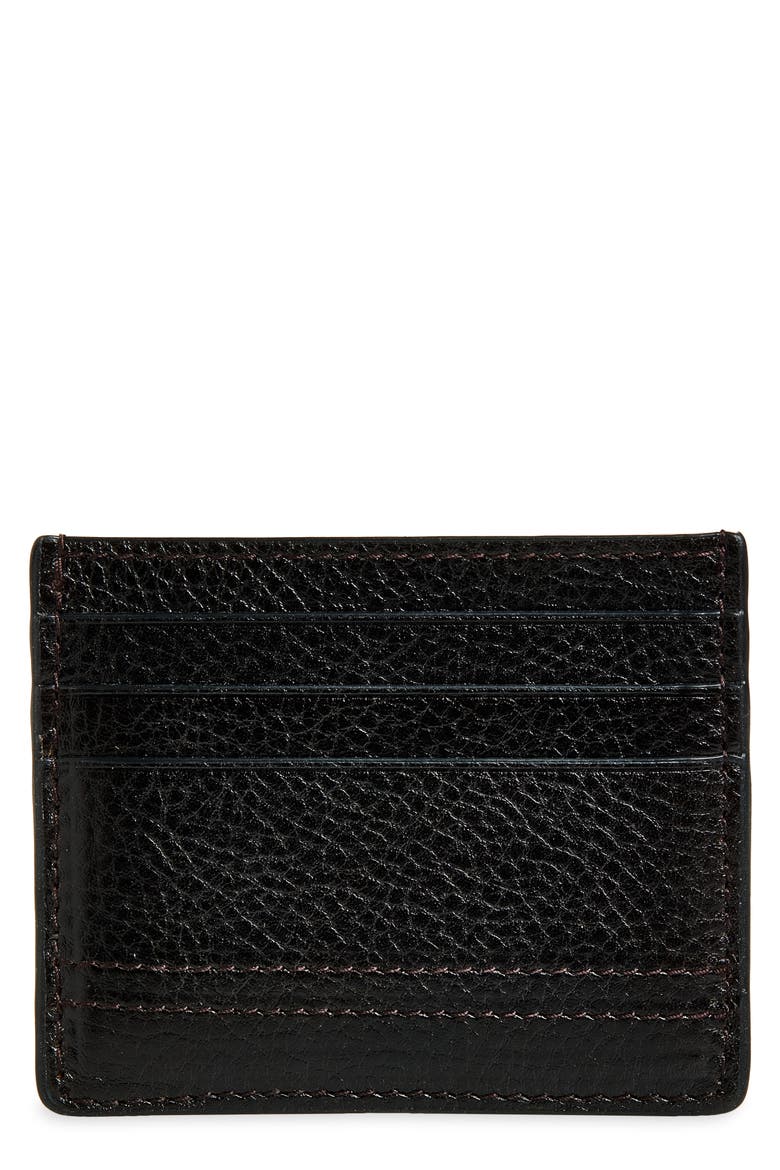 Gear Grained Leather Card Holder, Main, color, ESPRESSO