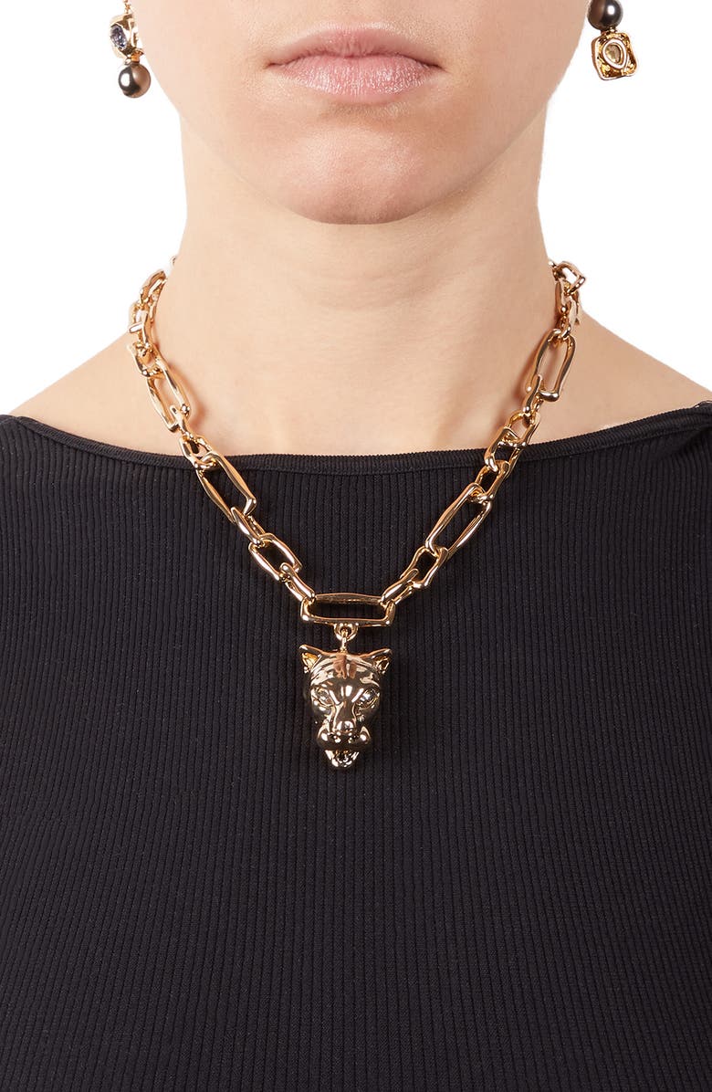 Alexis Bittar Future Antiquity Panther Head Necklace, Alternate, color,