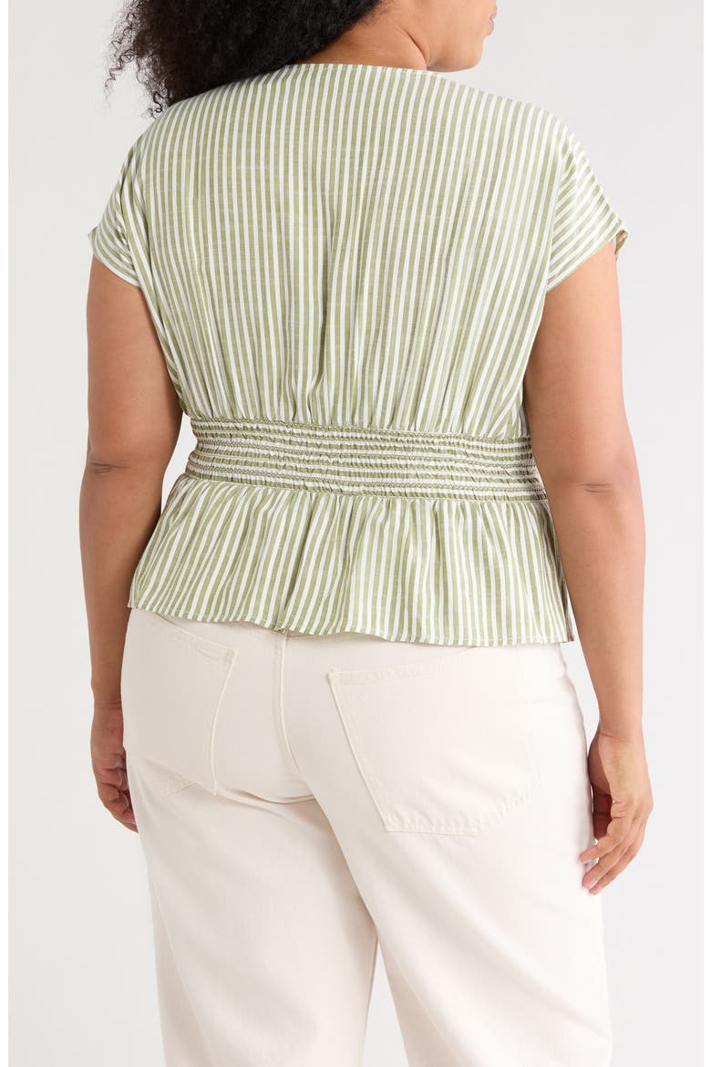Striped V-Neck Top, Alternate, color, GREEN/ IVORY VERTICAL STRIPE