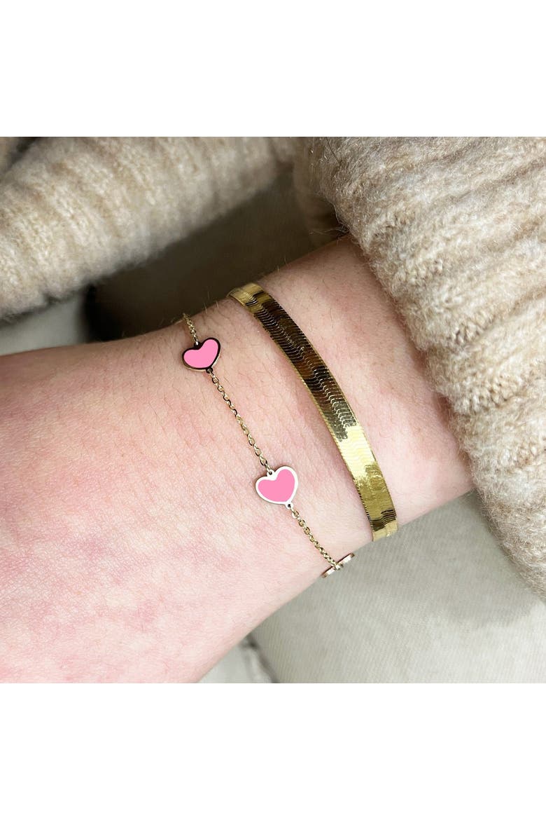 Bubblegum Pink Heart Station Bracelet, Alternate, color, Bubblegum Pink