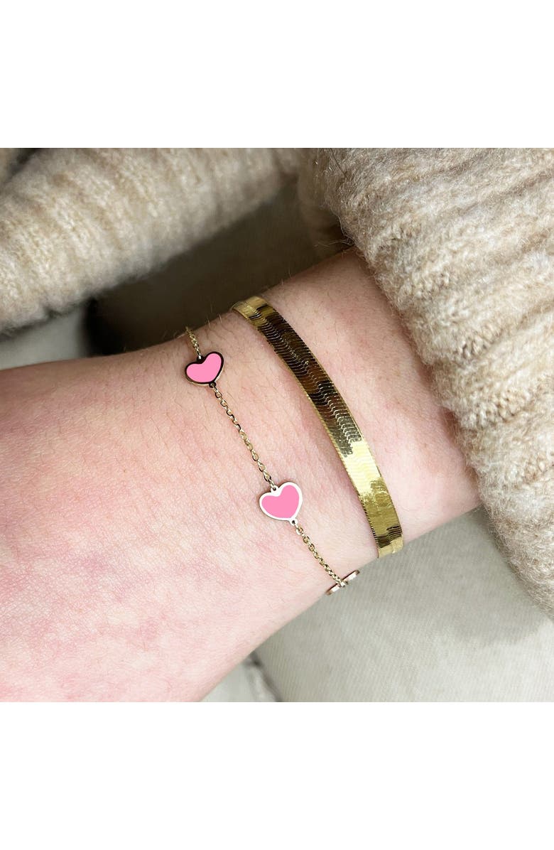 The Lovery Fine Jewelry Bubblegum Pink Heart Station Bracelet, Alternate, color, Bubblegum Pink