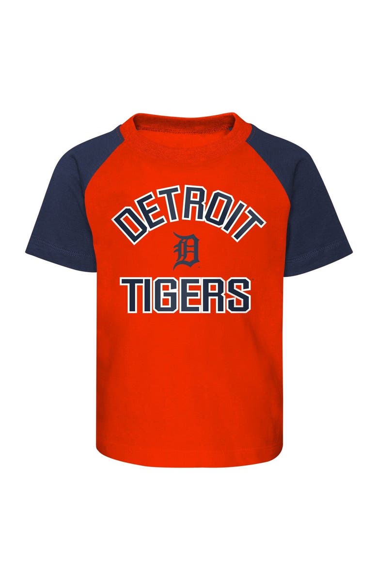 Outerstuff Infant Orange/Heather Gray Detroit Tigers Ground Out Baller Raglan T-Shirt and Shorts Set, Alternate, color, 