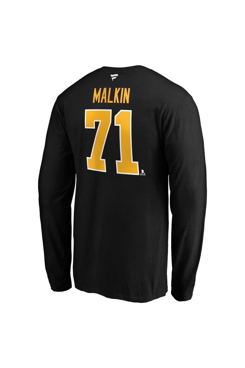 Men's Fanatics Evgeni Malkin Black Pittsburgh Penguins Authentic Stack Name & Number T-Shirt, Alternate, color, Black