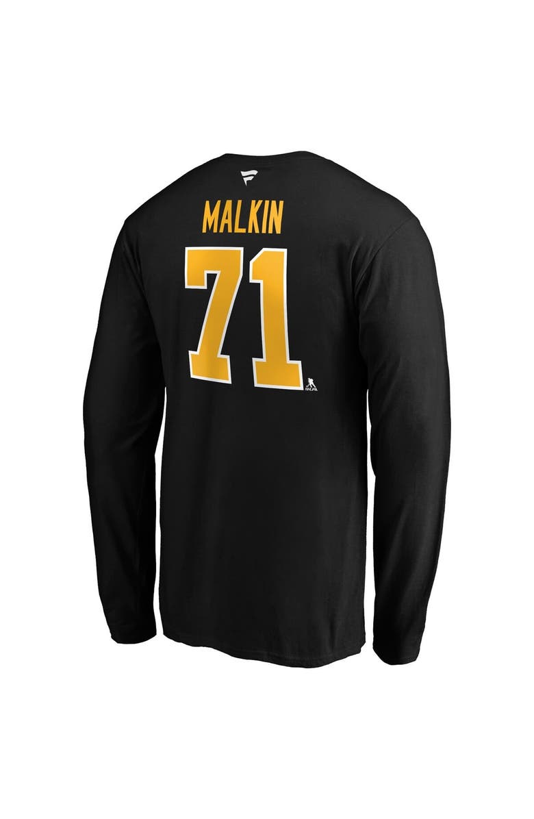 FANATICS Men's Fanatics Evgeni Malkin Black Pittsburgh Penguins Authentic Stack Name & Number T-Shirt, Alternate, color, Black