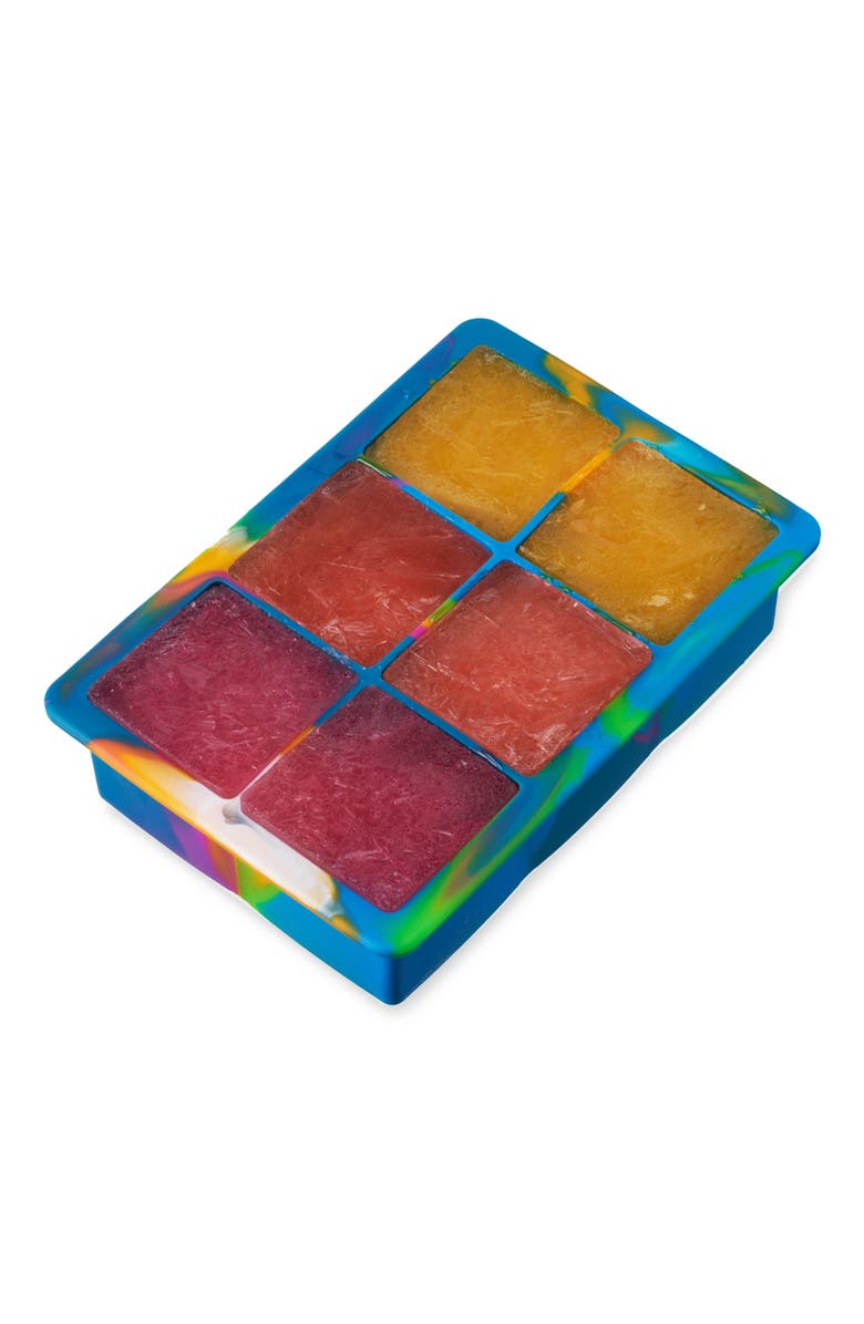 HOST 2" Ice Cube Tray with Lid, Alternate, color, Colored Marble