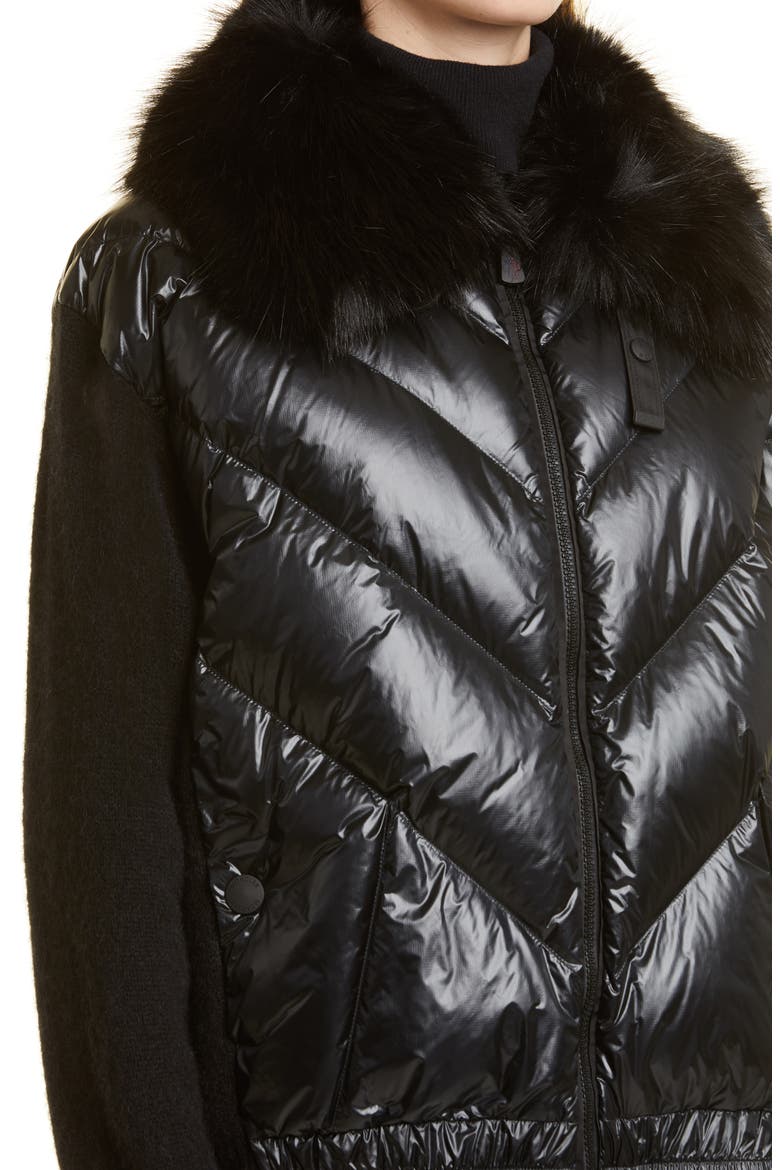 750 Fill Power Down & Alpaca Blend Cardigan, Alternate, color, BLACK